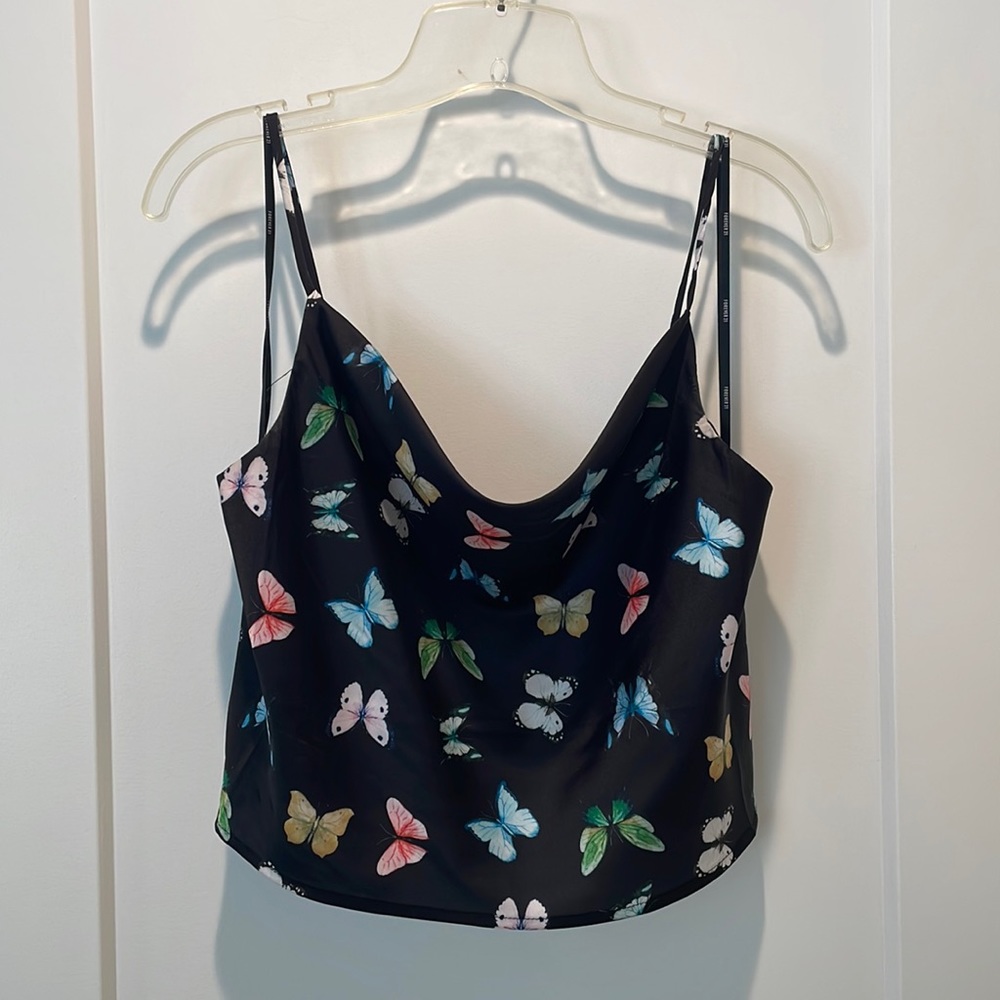 Butterfly Cowl Neck Crop Top